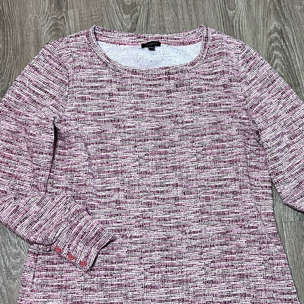 Talbots Space Dye Top Long Sleeve Red Pink Crew Neck Womens Sz S Office Preppy‌‌ - Picture 7 of 7